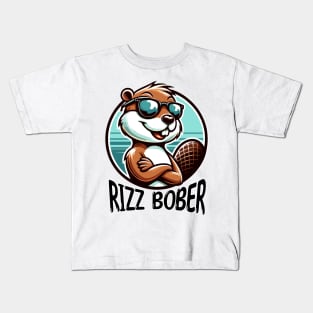 Rizz Bober | Polish Beaver in Sunglasses | Bóbr | Slav | Slavic | Funny gamer meme | Meme from Poland | Streaming | Rizzard god Rizzler Kids T-Shirt